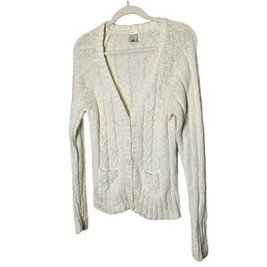 Old Navy Womens Vintage Cable Chucky Knit Cardigan Sweater Large Coastal‎ Cotton